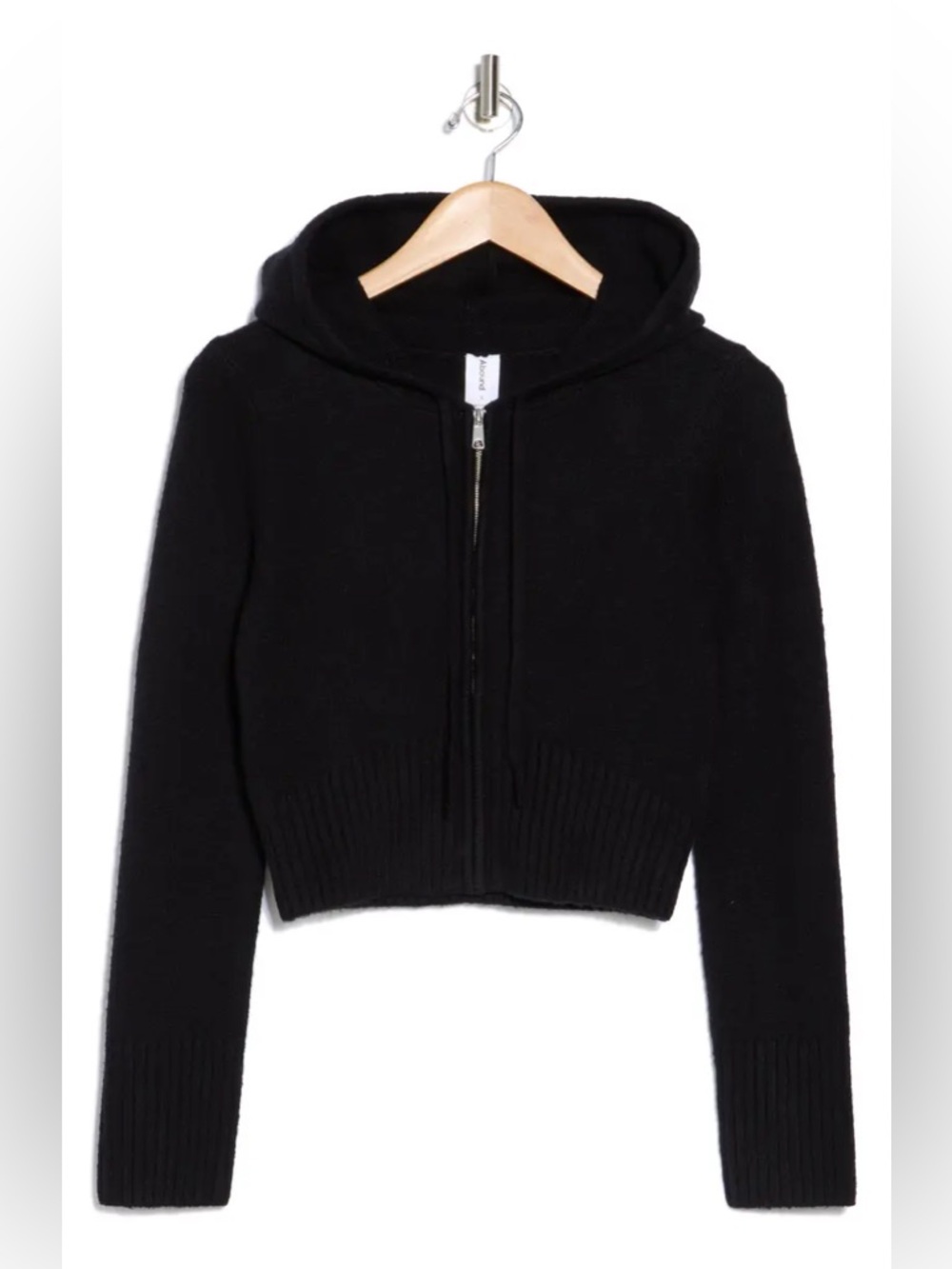 Abound Black Cropped Zip Hoodie Sweater